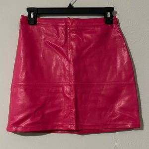 Pink PU Leather Skirt